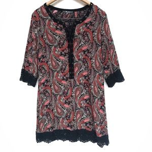 Miss Me Rayon Boho Tunic Top, Dress, Small